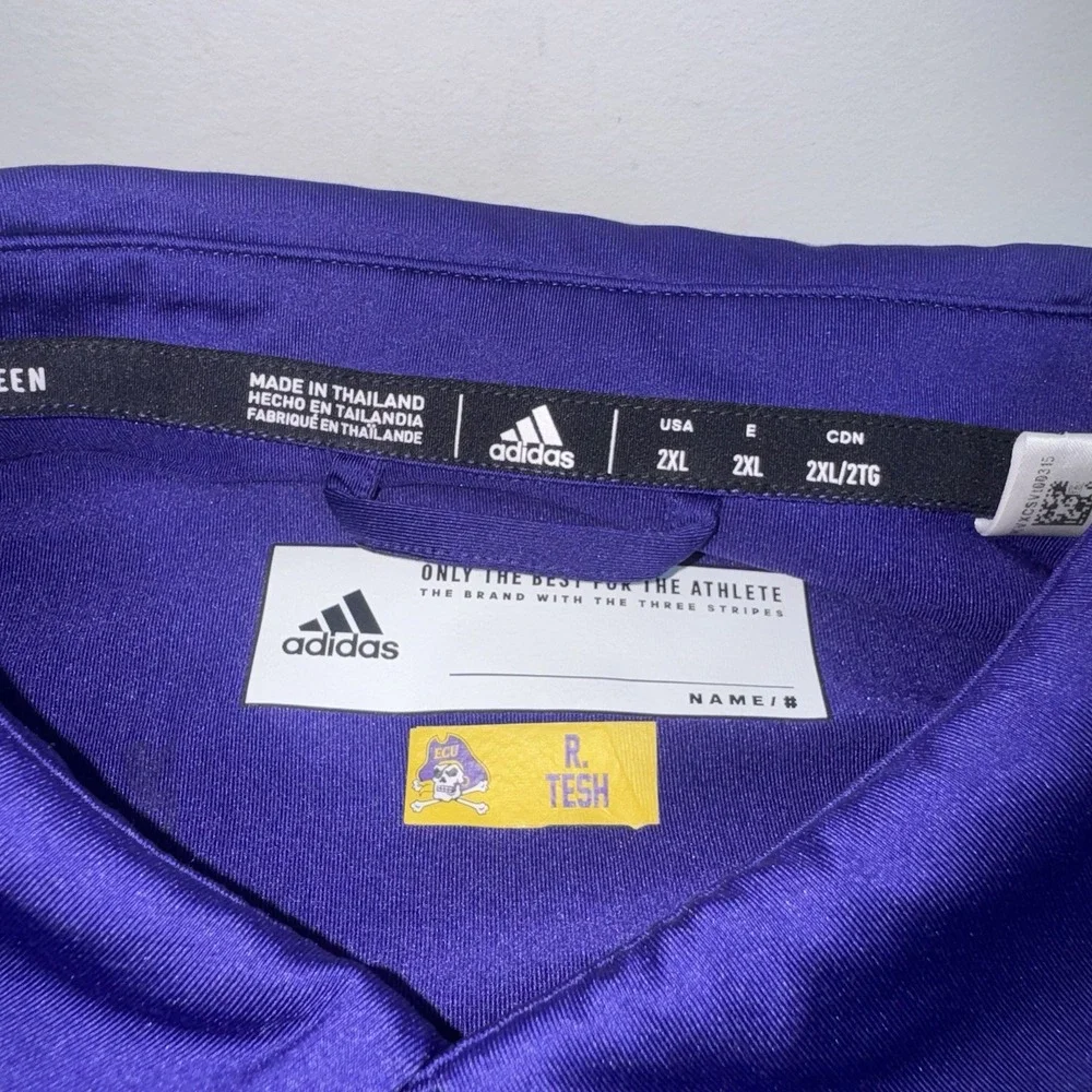 Adidas ECU Pirates Polo Shirt Purple Climalite 2XL East Carolina University